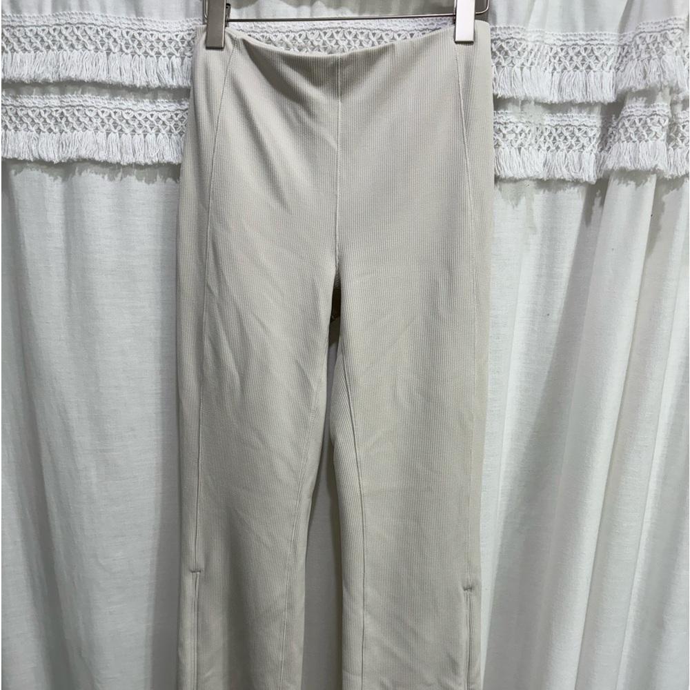brushed softstreme ribbed zip flare pant white opal